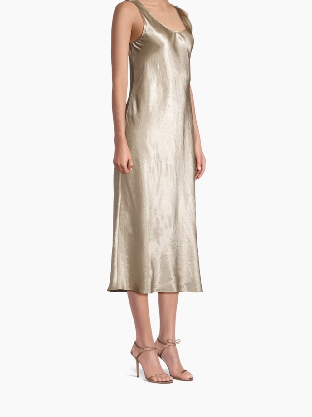 MaxMara Metallic Champagne Slip Midi Dress